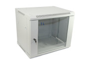 Cabinet Rack 9U Telcoline, 600x600 Gri 19", Usa De Sticla, Montaj Pe Perete