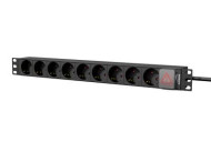 Priza rack PDU 9 porturi cu intrerupator si  mufa pentru UPS