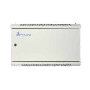 Cabinet rack 6u Extralink, 600x600, gri, montabil pe perete cu usa de metal