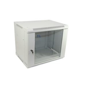 Cabinet Rack 9U Telcoline, 600x600 Gri 19", Usa De Sticla, Montaj Pe Perete