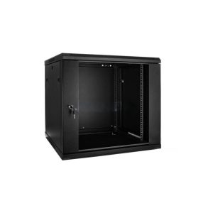 Cabinet Rack 9U Telcoline, 600x600 Negru 19", Usa De Sticla, Montaj Pe Perete