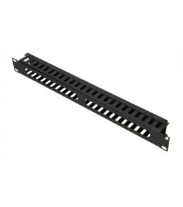 Organizator cabluri 1U negru cu capac din metal